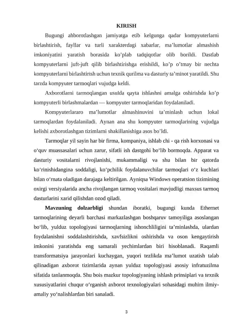 Yulduzli topologiya tahlili 3