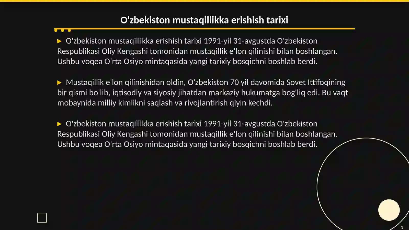 O'zbekiston mustaqillikka erishishi 3
