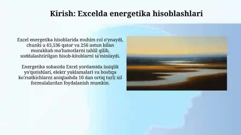 Excel energetika hisoblashlari 3
