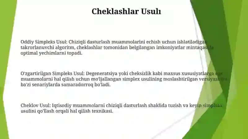 O'zgartirilgan Simpleks Usulı 3