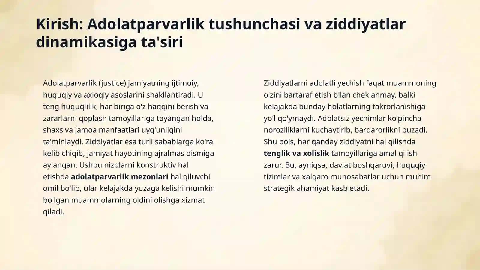 13-mavzu: Ziddiyatlar еchimida adolatparvarlik mezonlari 3