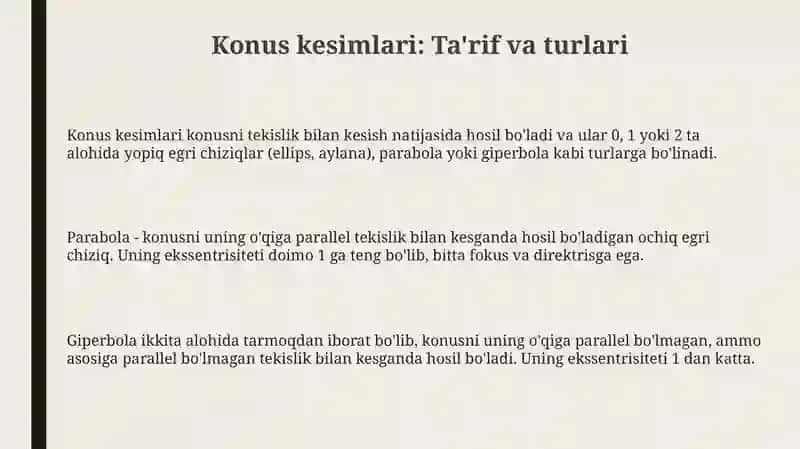 Markazli egri chiziqning tenglamasini soddalashtirish 3