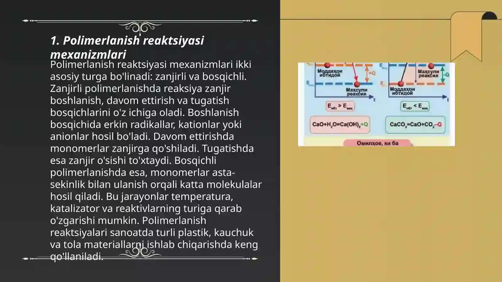 Polimerlanish reaktsiyasi mexanizmlari 3