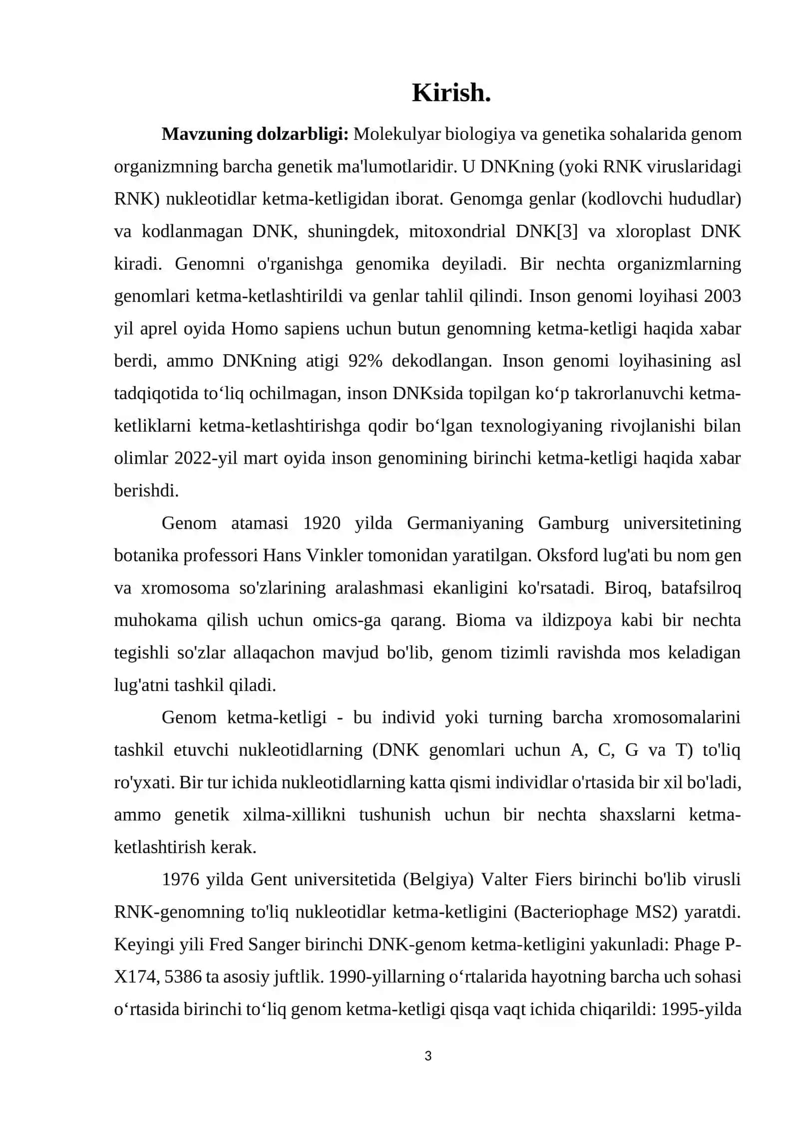 Genomning RNK darajasidagi taxlili 3