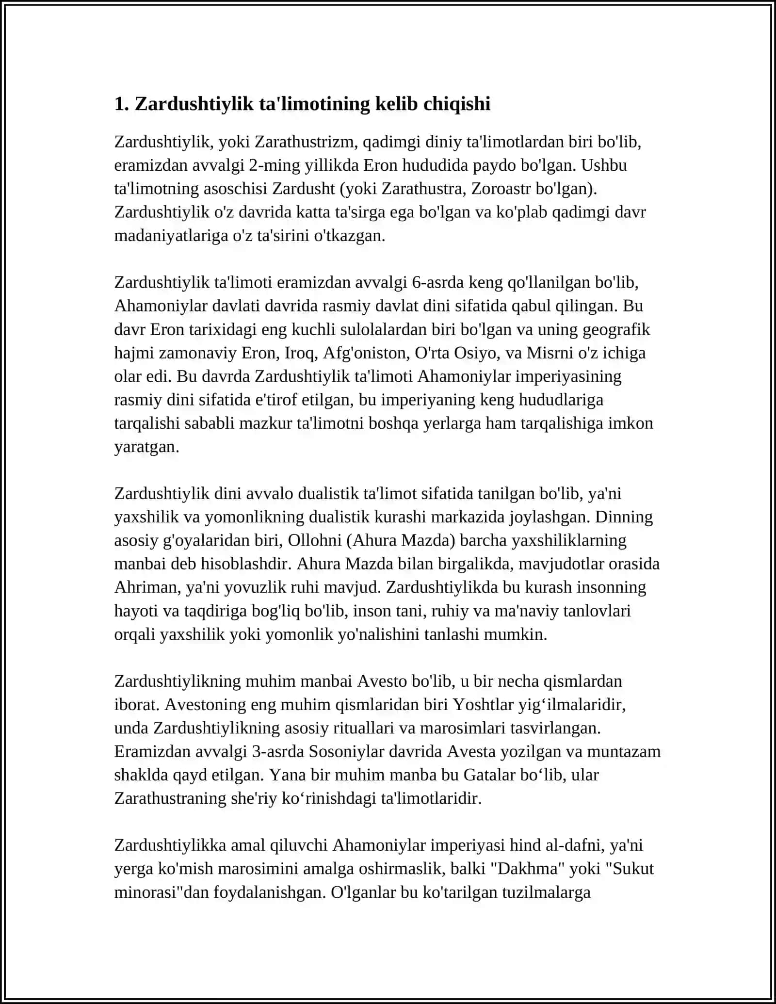 ZARDUSHTIYLIK TA’LIMOTINING ULUGʻLANISHI 3