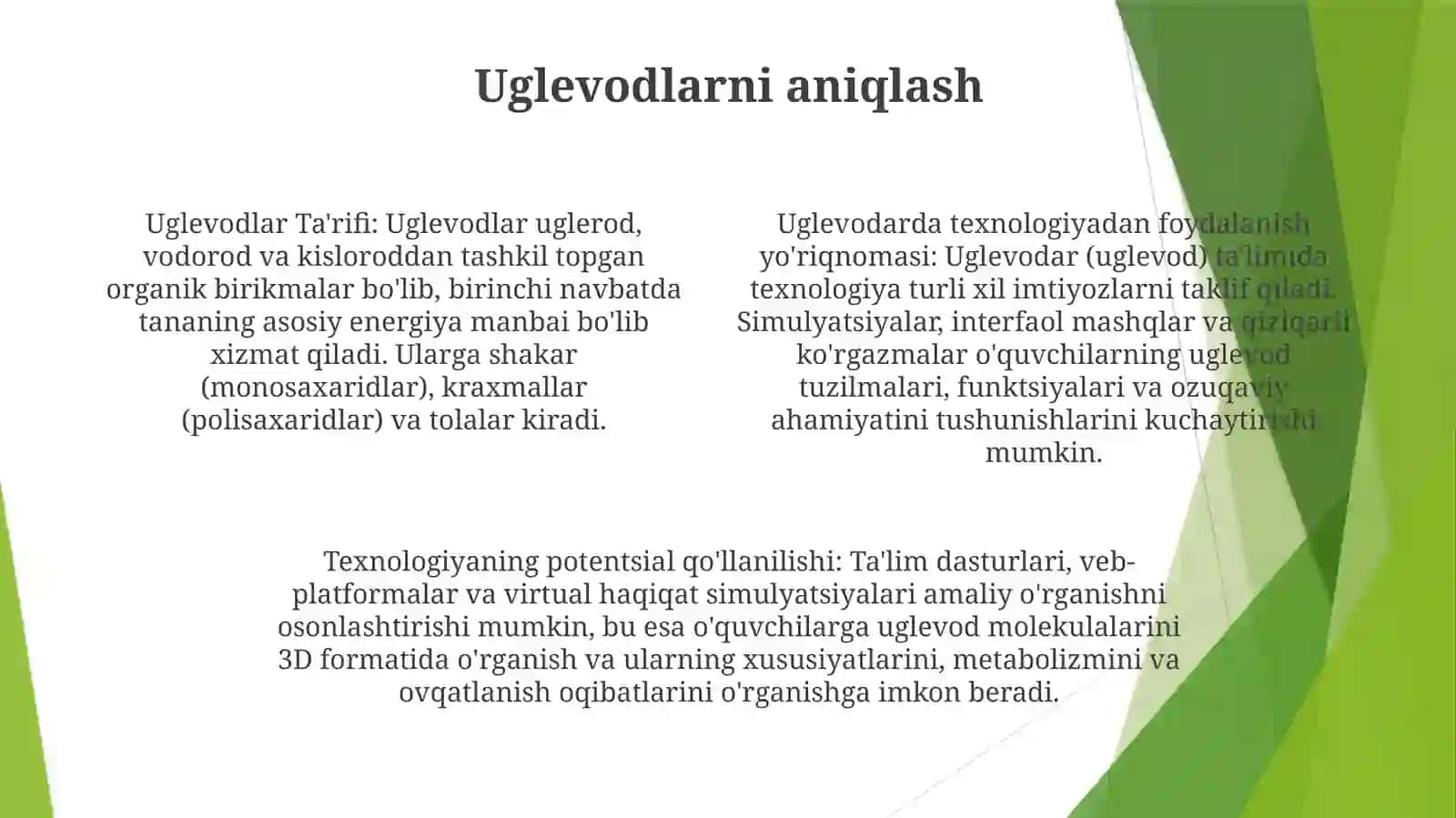Uglevodar Mavzusini O'Qitishda Axborot TexnologiyalaridanFoydalanish 3