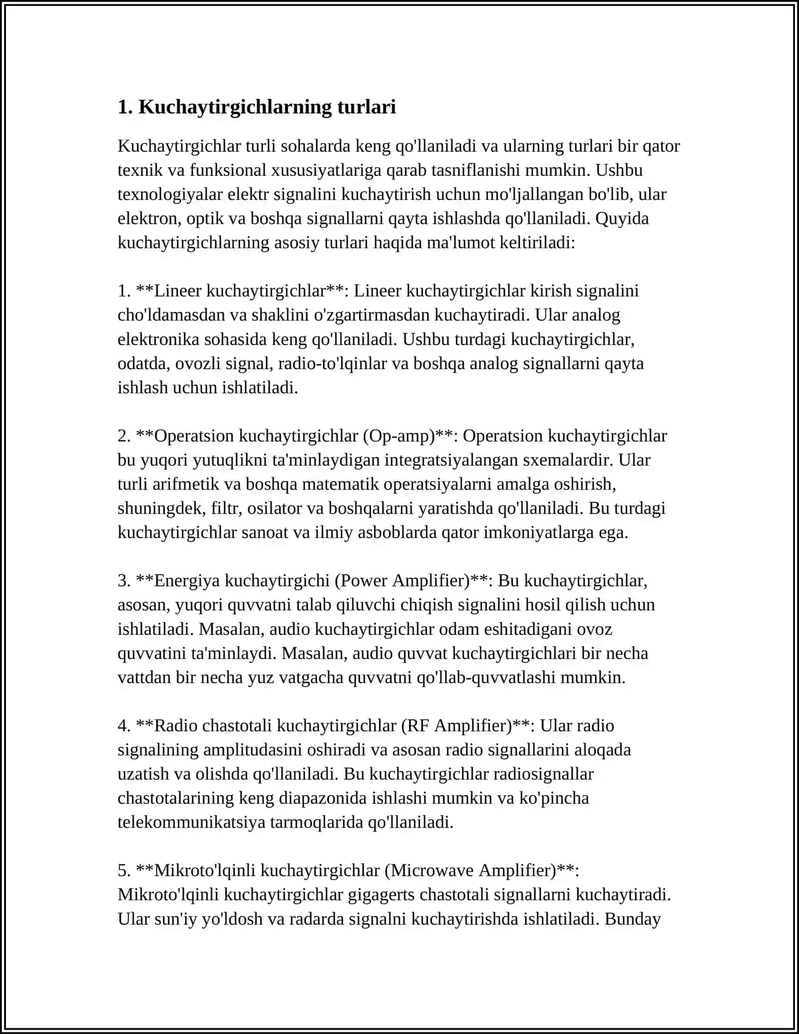 Mavzu: KUCHAYTIRGICHLAR VA OʼZGARMAS TOʼK OʼZGARTKICHLAR 3