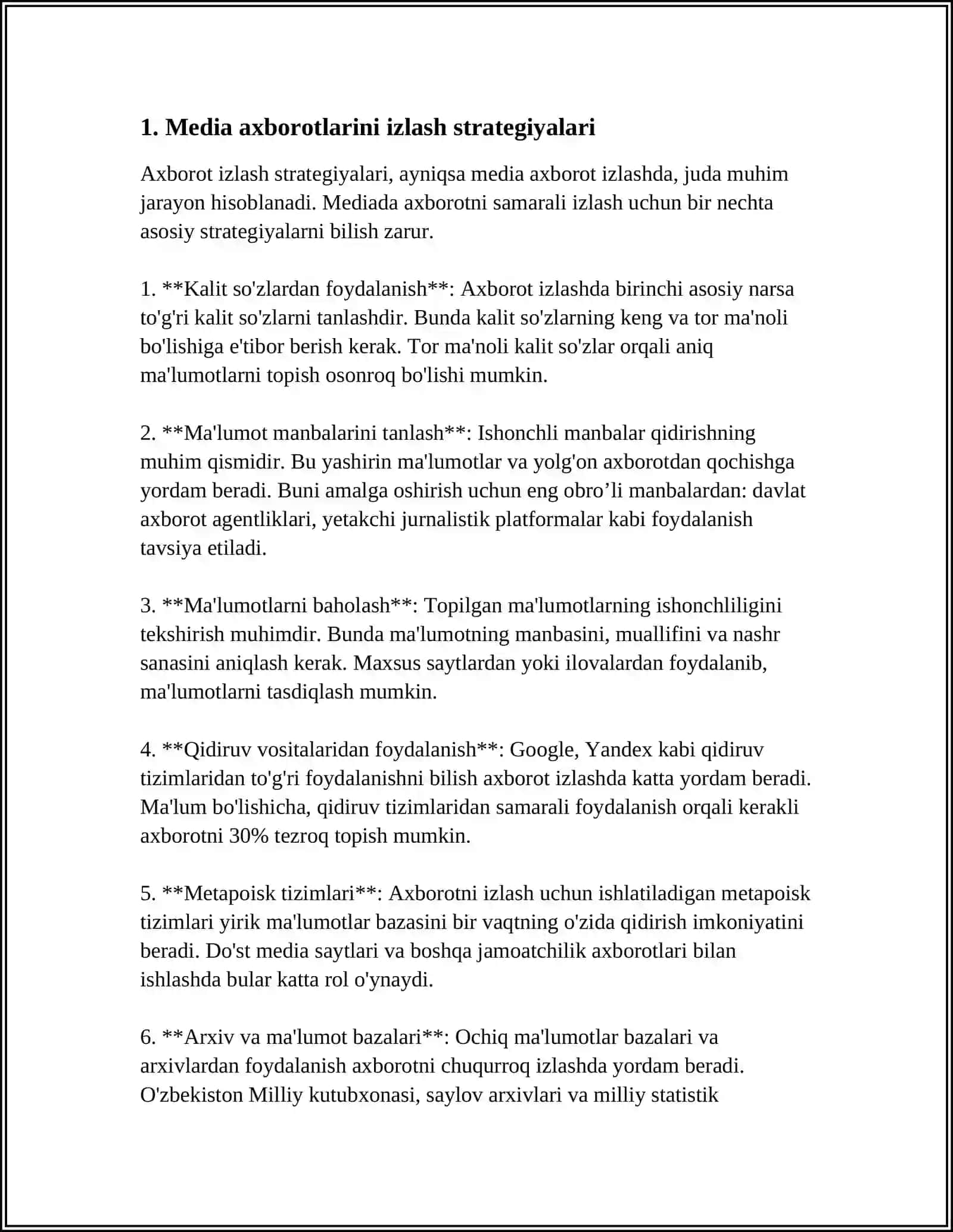 MEDIA AXBOROTLARNI SAMARALI IZLASH 3