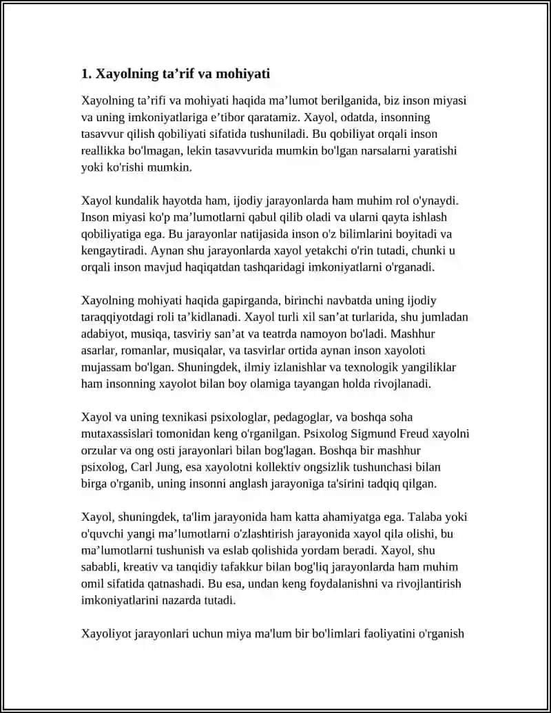 XAYOL HAQIDA TUSHUNCHA 3