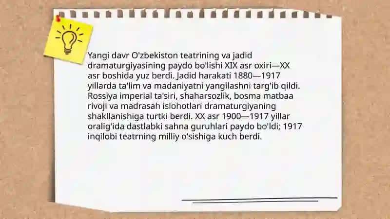 Yangi davr O'zbekiston teatri jadid dramaturgiyasining maydonga kelishi 3