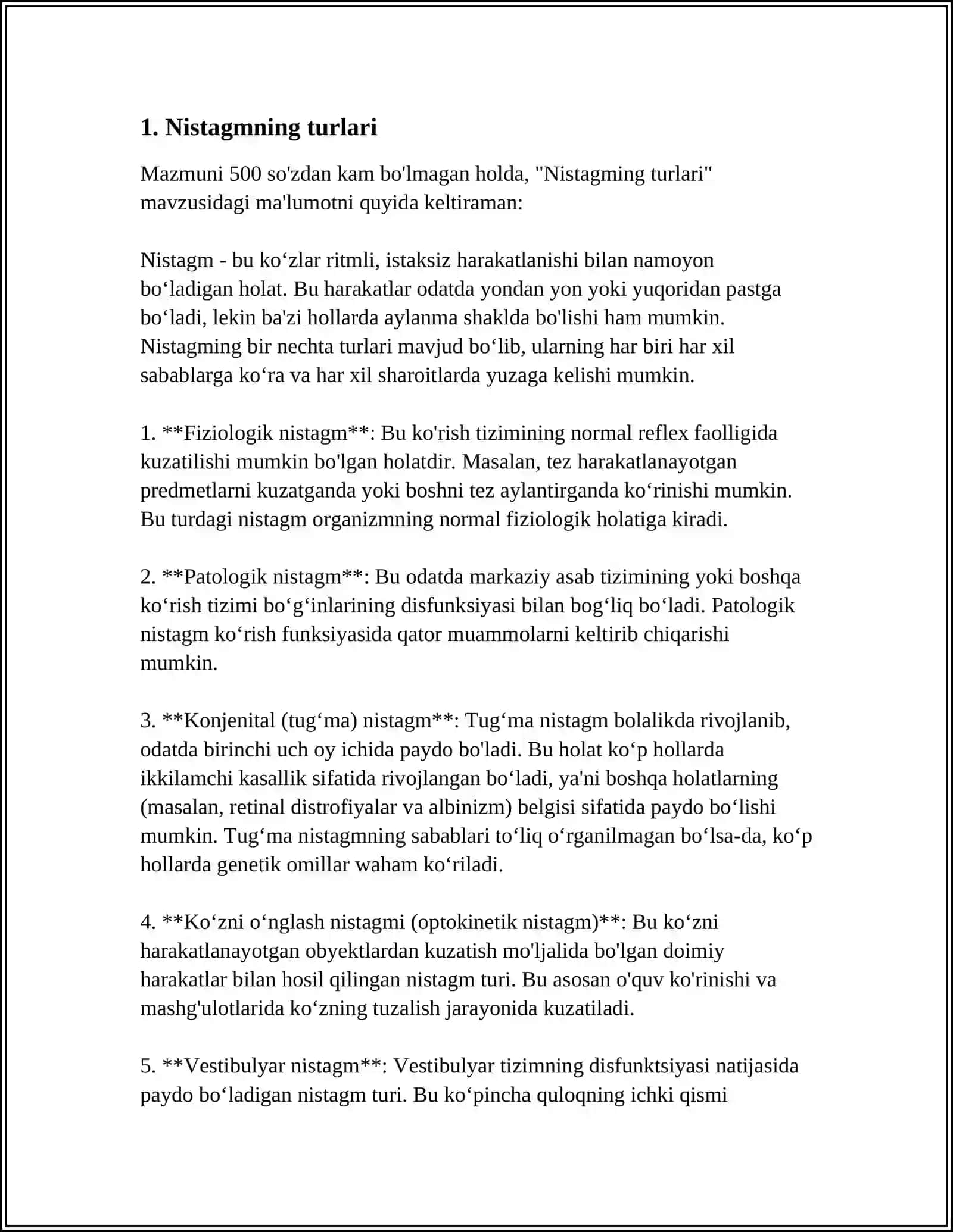 NISTAGM VA UNING TURLARI 3