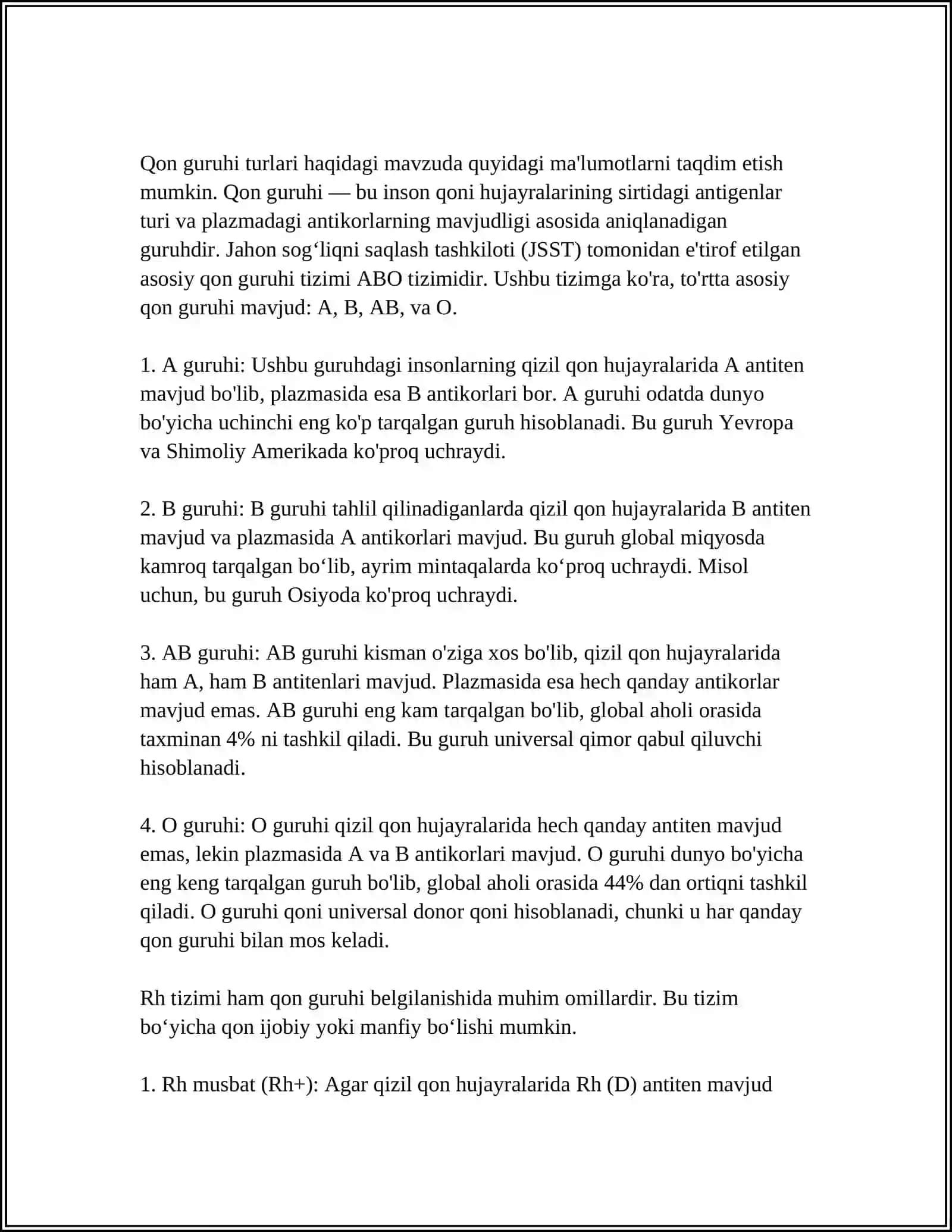 QON GURUHINI ANIQLASH TEXNIKASI 3