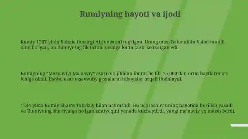 J.Rumiyning "Ovchi va lochin" rivoyati 3