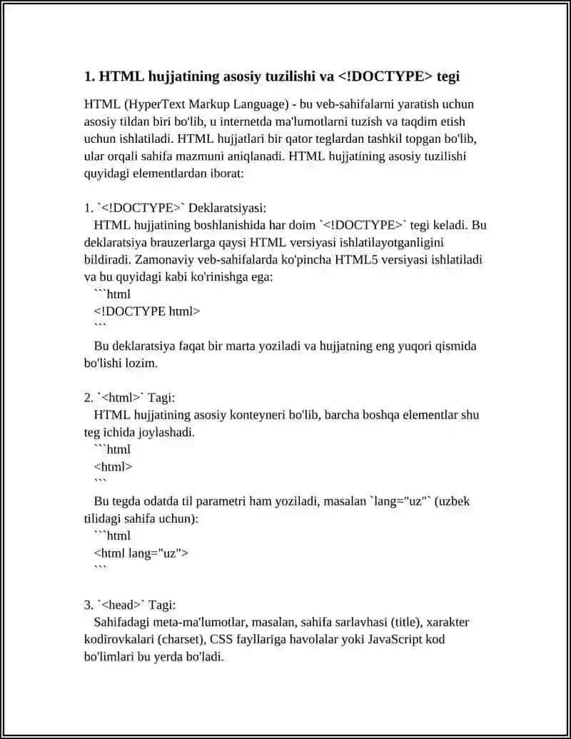 HTMLNING TEGLARIDAN FOYDALANIB O’ZINGIZ HAQINGIZDA WEB SAHIFA YARATING 3