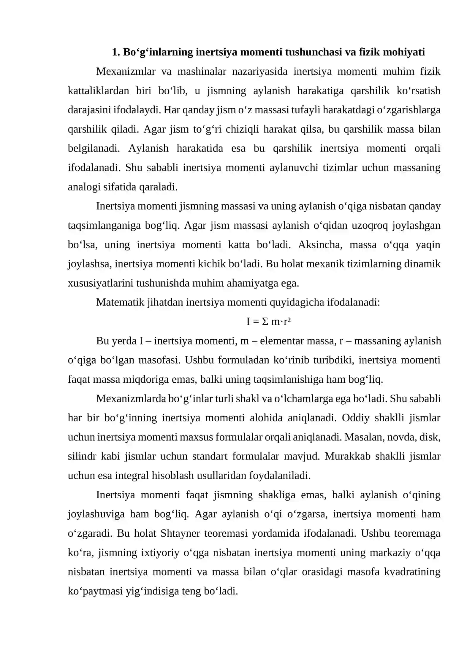 BO‘G‘INLARNING INERTSIYA MOMENTLARINI ANIQLASH 3