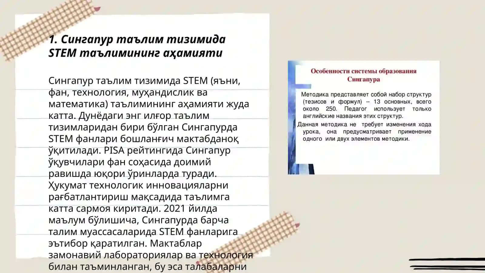 Сингапур таълим тизимида STEM таълимининг аҳамияти 3