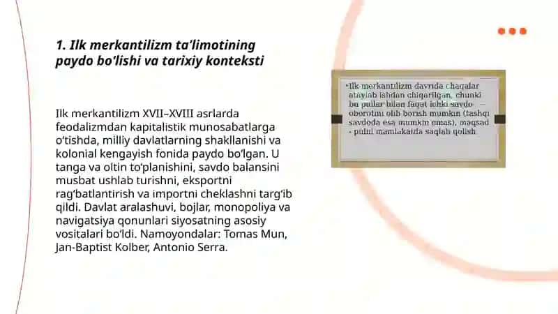 Ilk merkantilizm taʼlimoti va uning namoyondalari 3