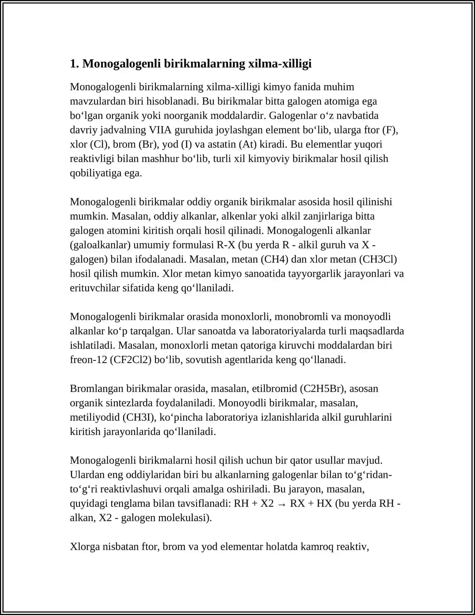 MONO-, DI- VA POLIGALOGENLI HOSILALAR 3