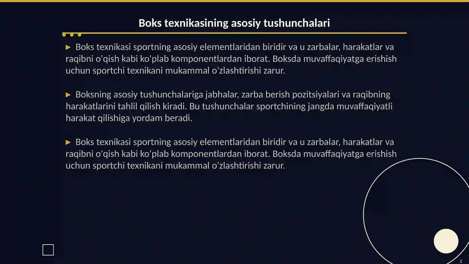 Boks boyicha texnik tayyorgarlik 3