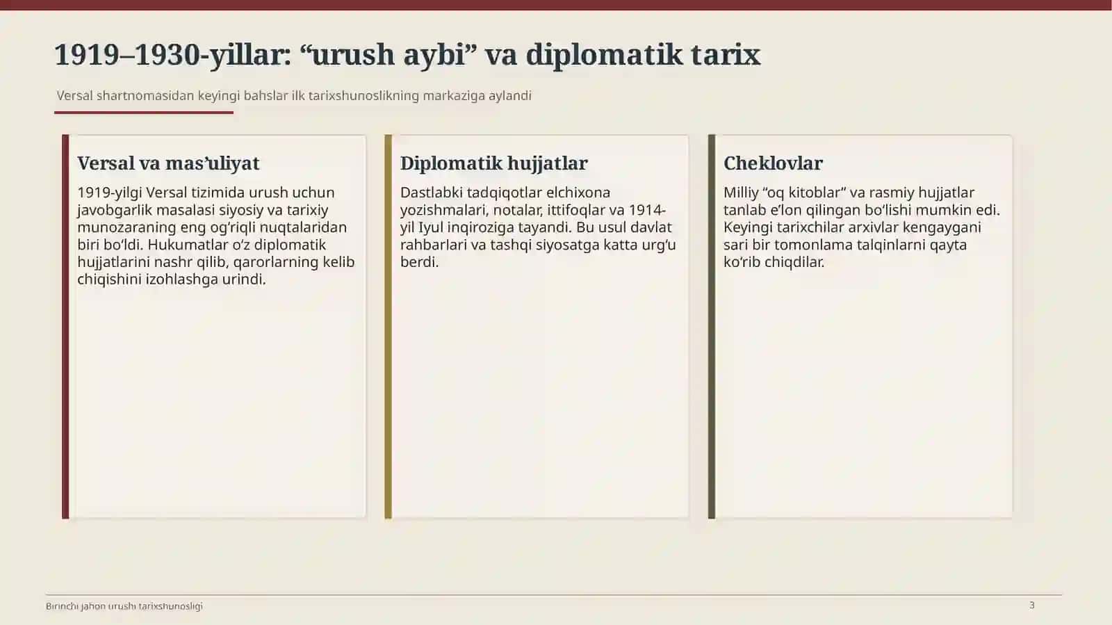 Birinchi jahon urushi tarixshunosligi 3