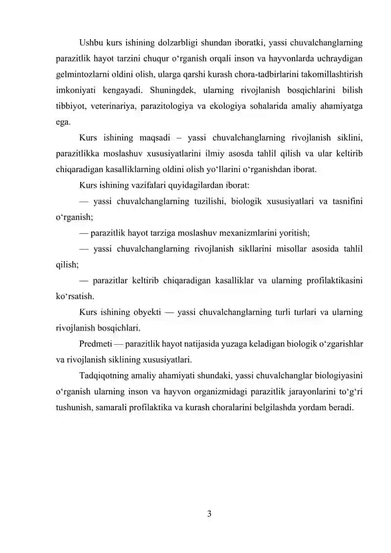 Yassi chuvalchanglarning rivojlanish sikli – parazitlik hayot mahsuli 3