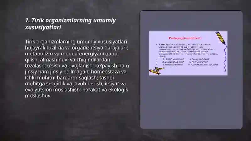 Tirik organizmlarning umumiy xususiyatlari 3