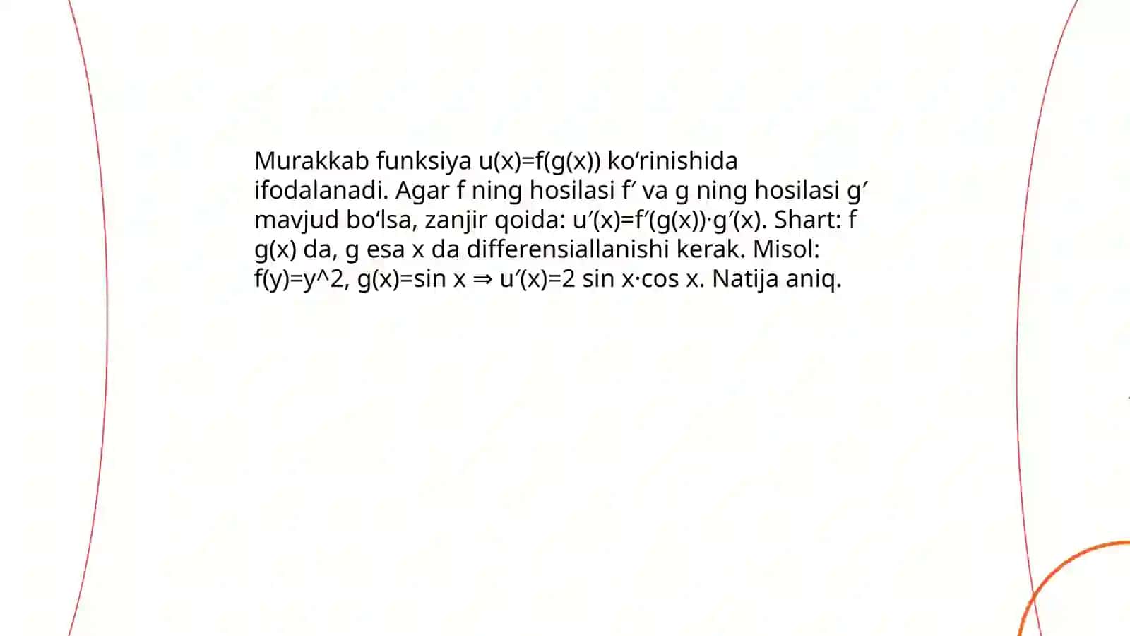 Murakkab funksiyaning hosilasi 3