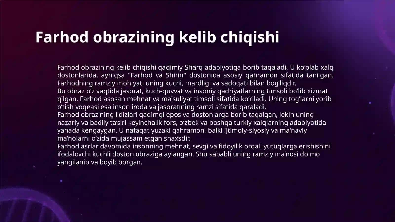 FARHOD VA SHIRIN DOSTONIDA FARXOD OBRZNING RAMZIY MANOSI 3