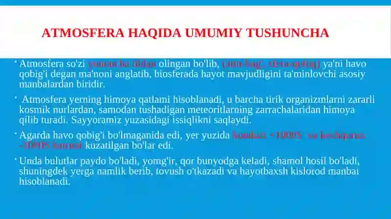 Atmosfera haqida umumiy tushuncha 3