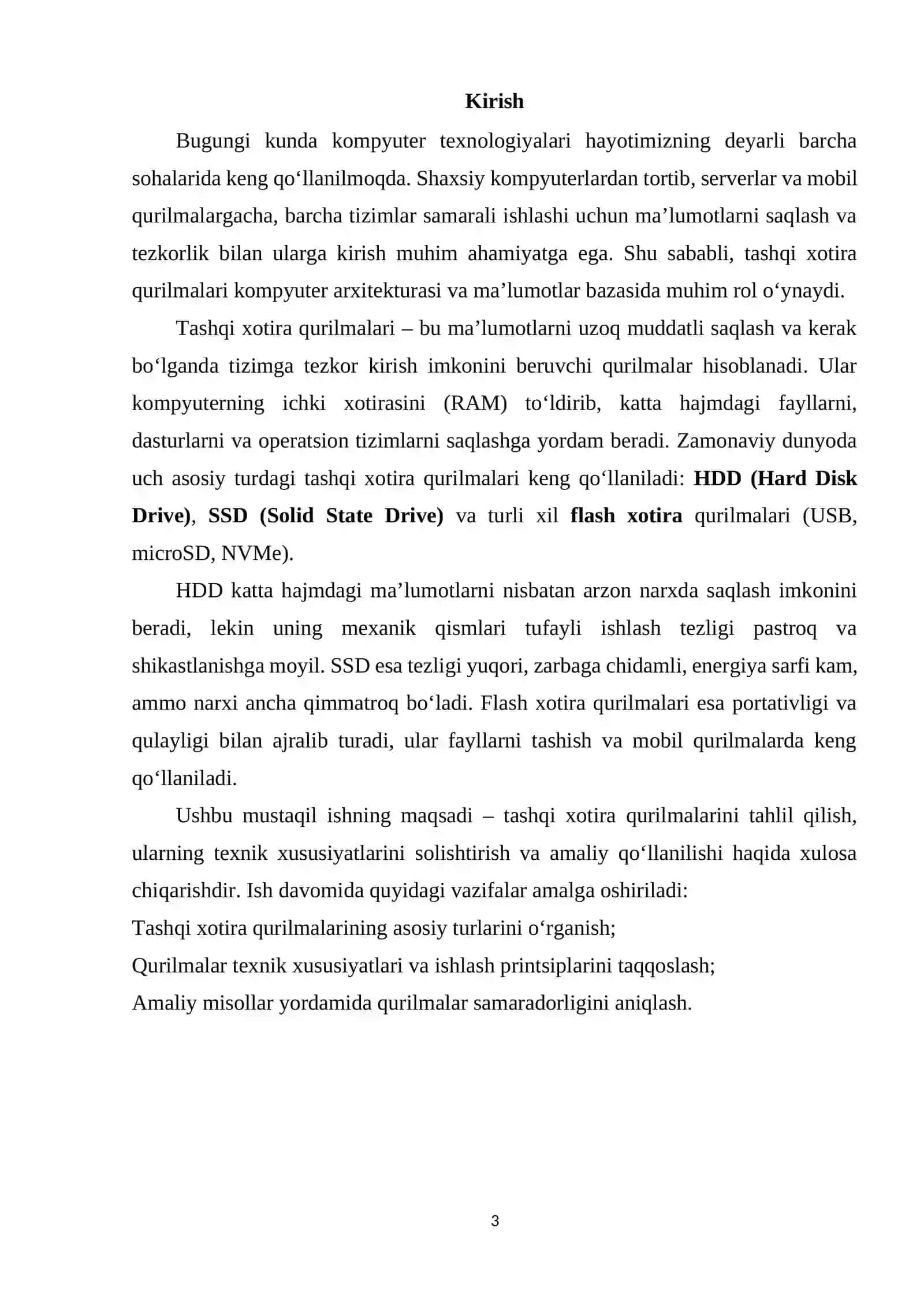 “Kompyuter injiniringiga kirish” fanidan MUSTAQIL ISHI 3