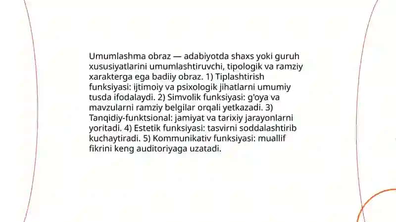 Umumlashma obraz insonning adabiyotdagi 3