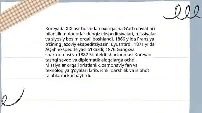 Koreyada XIXasrda Gʻarb gʻoyalarining tarqalishi 3