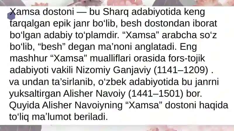 Xamsa dostoni 3