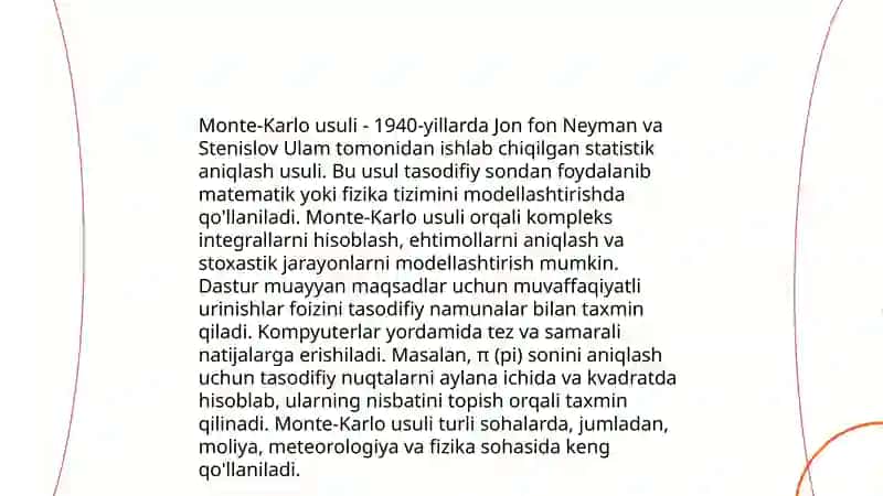 Integralni taqribiy hisiblashda Monte-Karlo usuli 3
