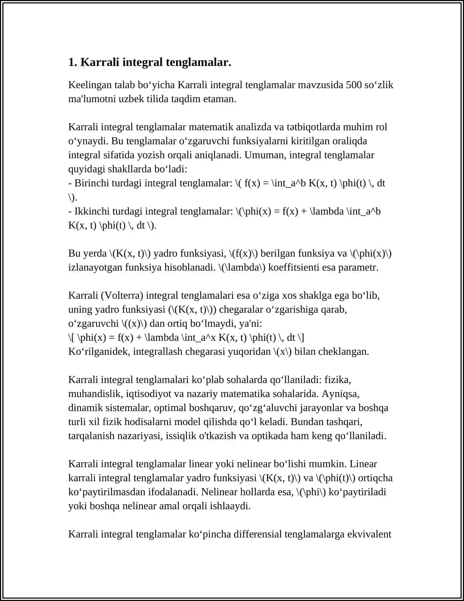 KARRALI INTEGRALLARNI TATBIQLARI 3
