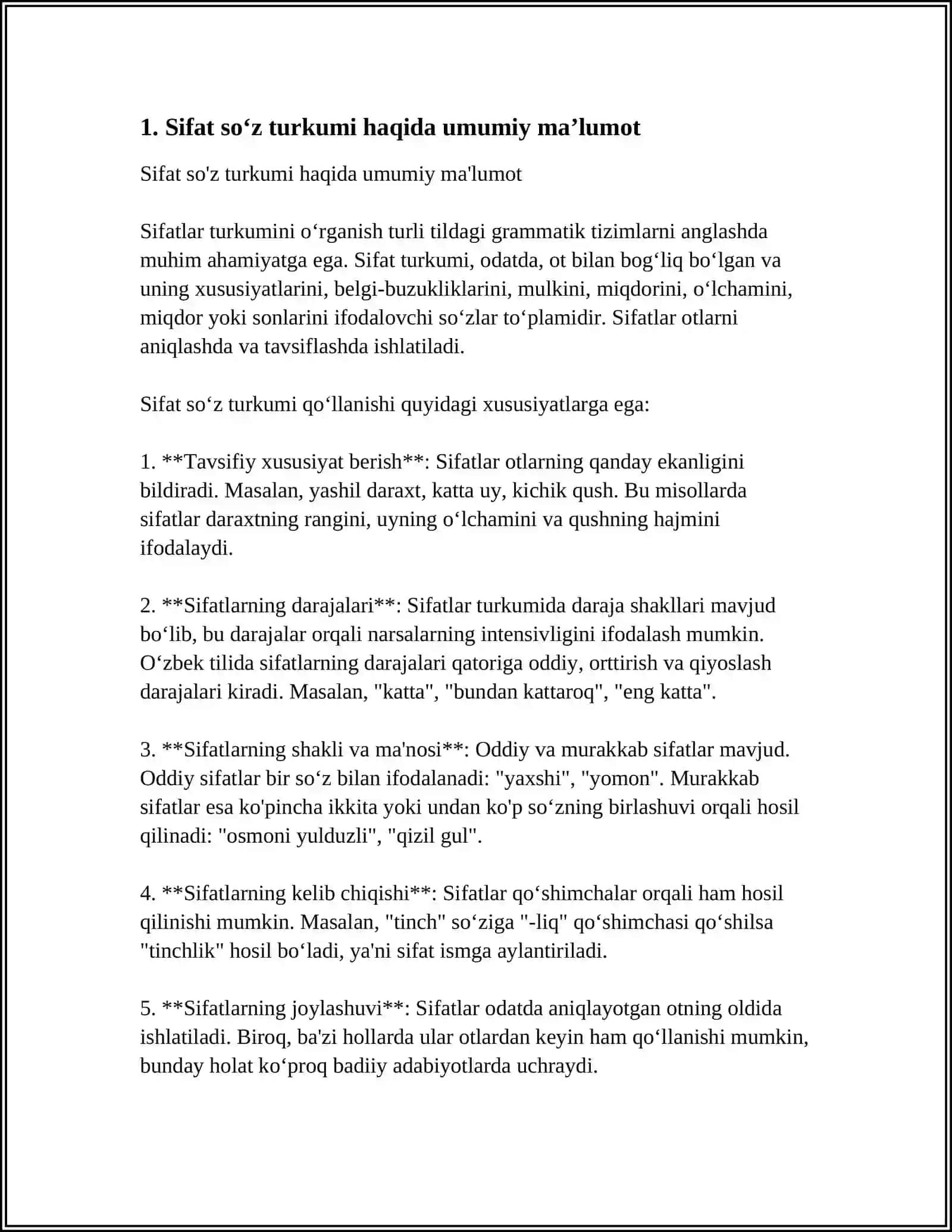 Sifat soʻz turkumi 3