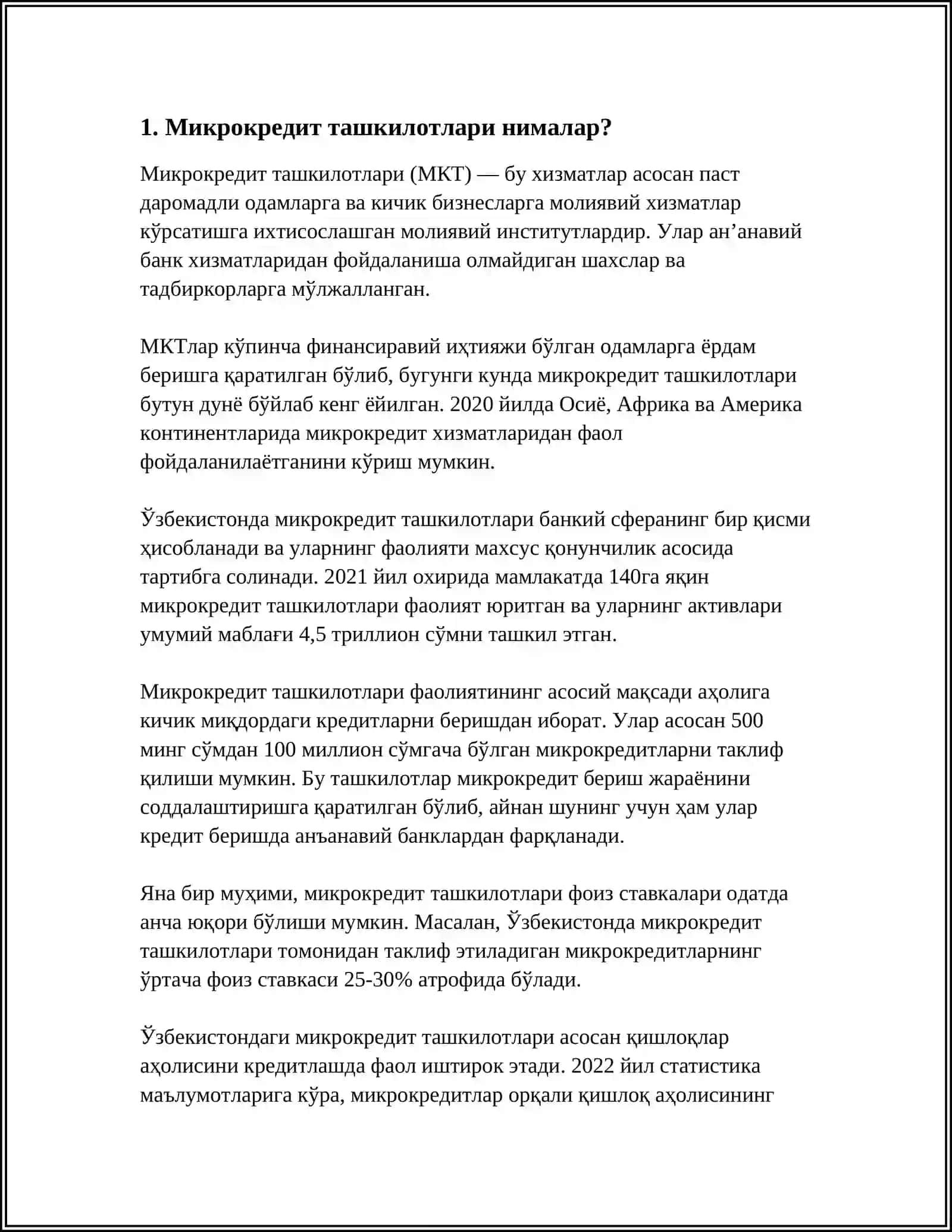 МЕКРОКРЕДИТ ТАШКИЛОТЛАРИ ХАКИДА МАЪЛУМОТ 3