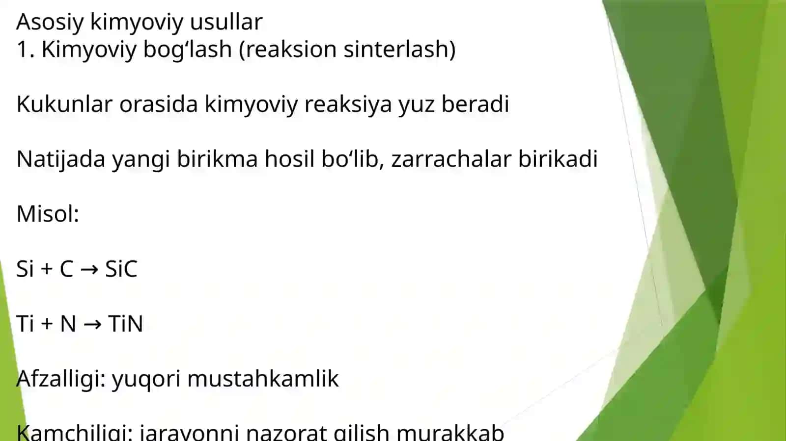 Kukundan mahsulotlar olishni kimyoviy usullari 3