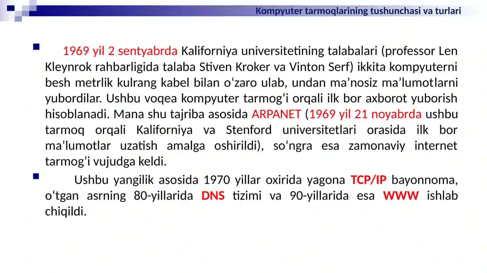 TARMOQ TEXNOLOGIYALARI VA INTERNET XIZMATLARI 3