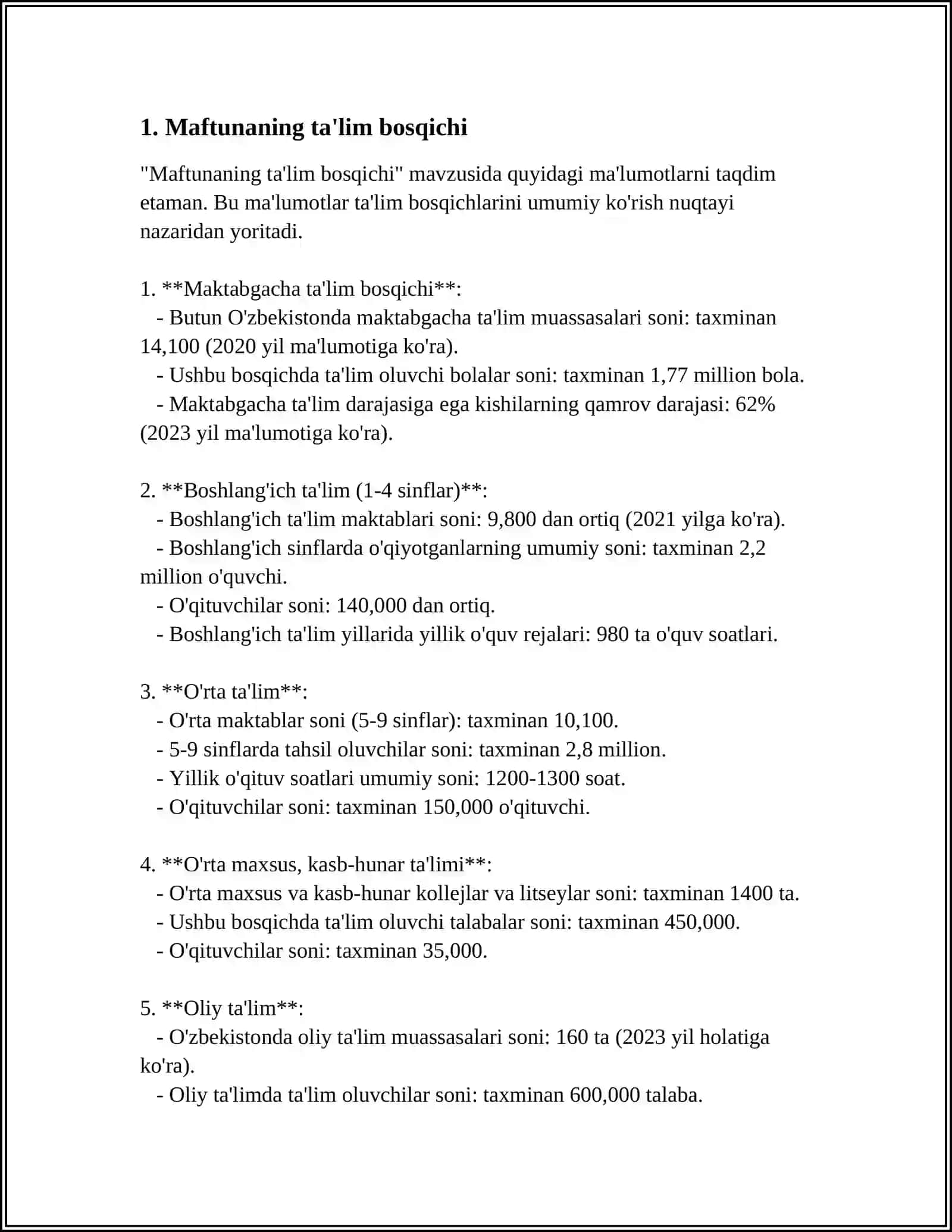 REFERAT Mavzu: RAXIMBERGANOVA MAFTUNA 243 GURUH TALABASI 3