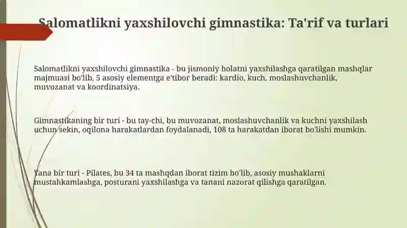 Salomatlikni yaxshilovchi gimnastika 3
