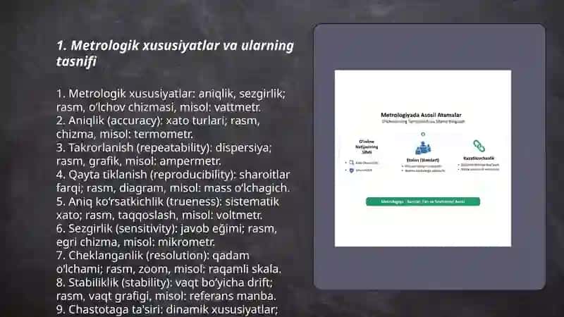 O'lchov vositalarining metrologik xususiyatlari 3