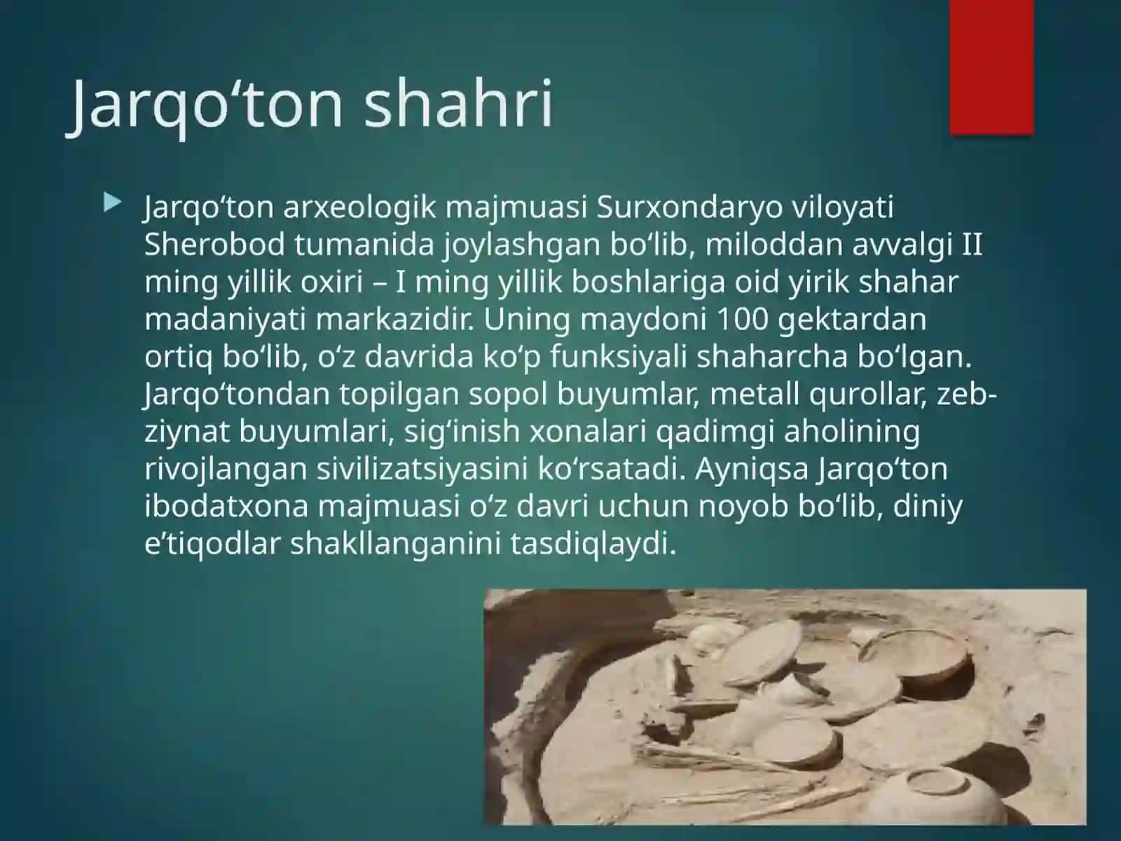 O‘zbekiston Ilk shaharlari (Jarqo’ton va Marhamat) 3