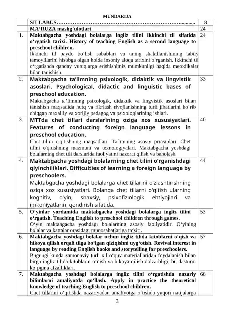 Maktabgacha ta’limda chet tillarini o‘qitish metodikasi 3
