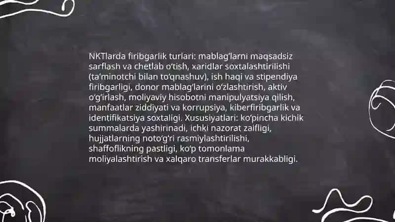NKTlarda firibgarlik risklari, ularni aniqlash va oldini olish 3