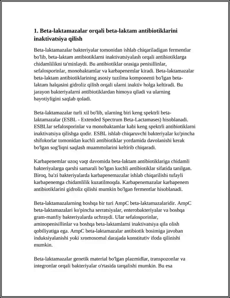 BAKTERIYALARNING ANTIBIOTIKLARGA CHIDAMLI BO'LISH MEXANIZMLARI 3