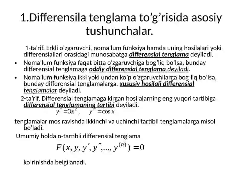 Differensialtenglamalar 3