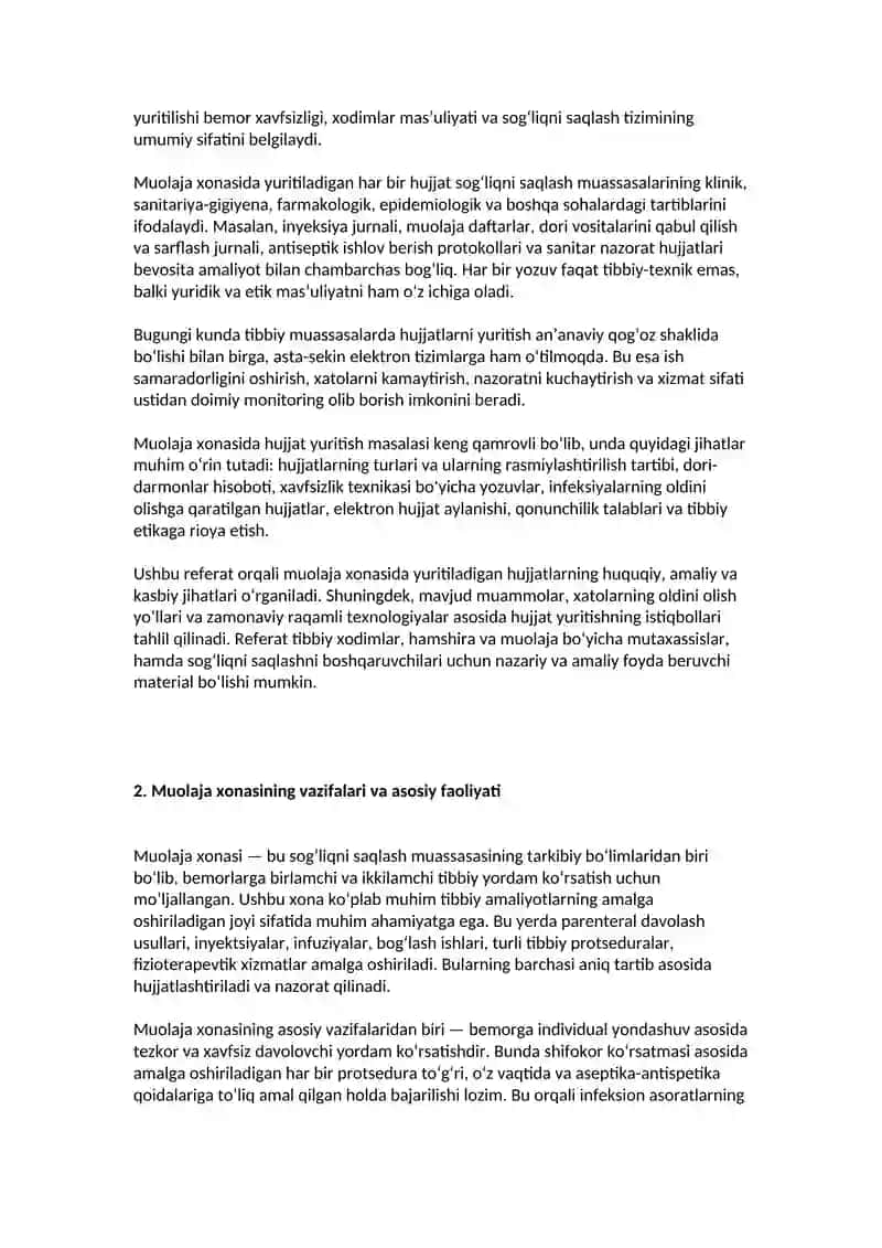 Muolaja xonasi hujjatlar bilan ishlash 3