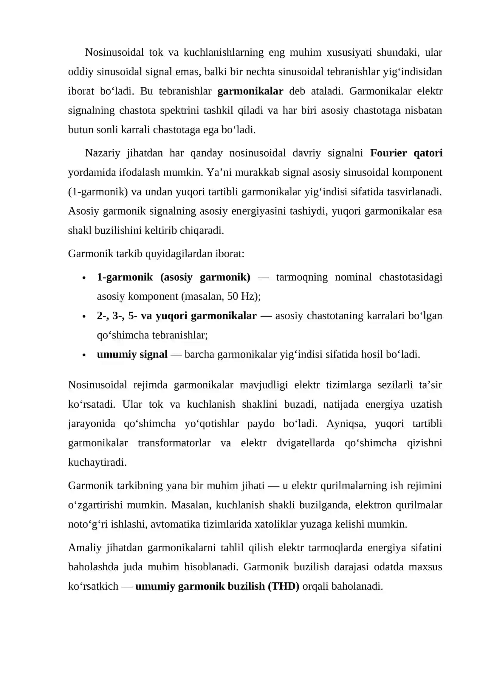Nosinusoidal rejimda tok va kuchlanishlarni hisoblash 3