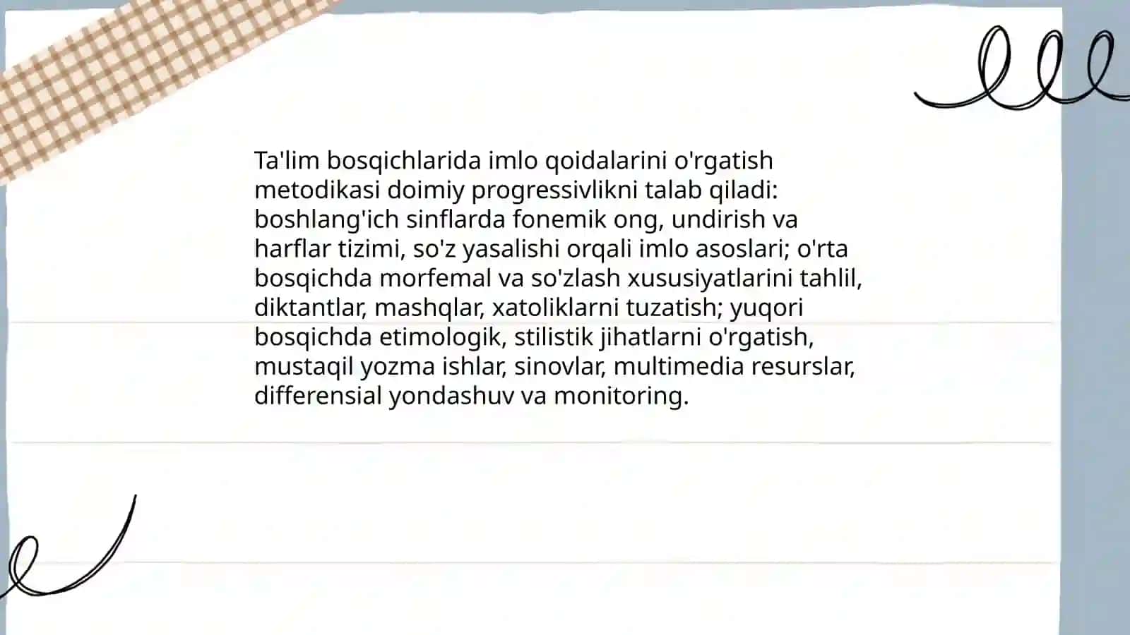 Ta'lim bôginlarida imlo qoidalarning berilishi 3